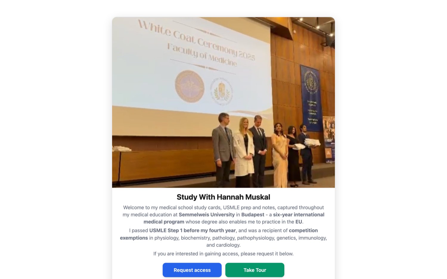 The public studywithhannah.com landing page